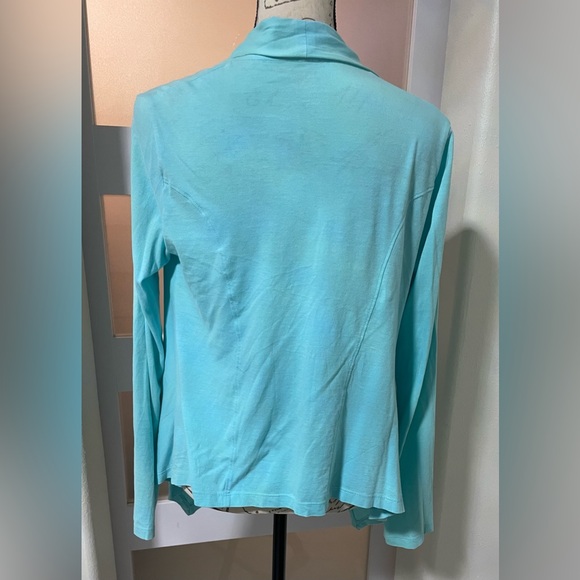 💎 LILLY PULITZER TIFFANY BLUE PIMA COTTON OPEN CARDIGAN SZ S EUC - Picture 2 of 6